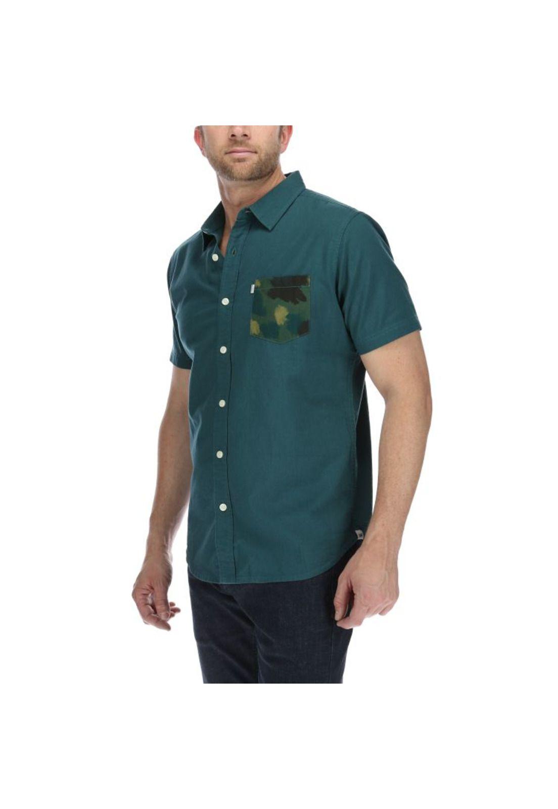Camisa Mc Hombre Camo Pocket S/S Shirt Verde Petróleo-1