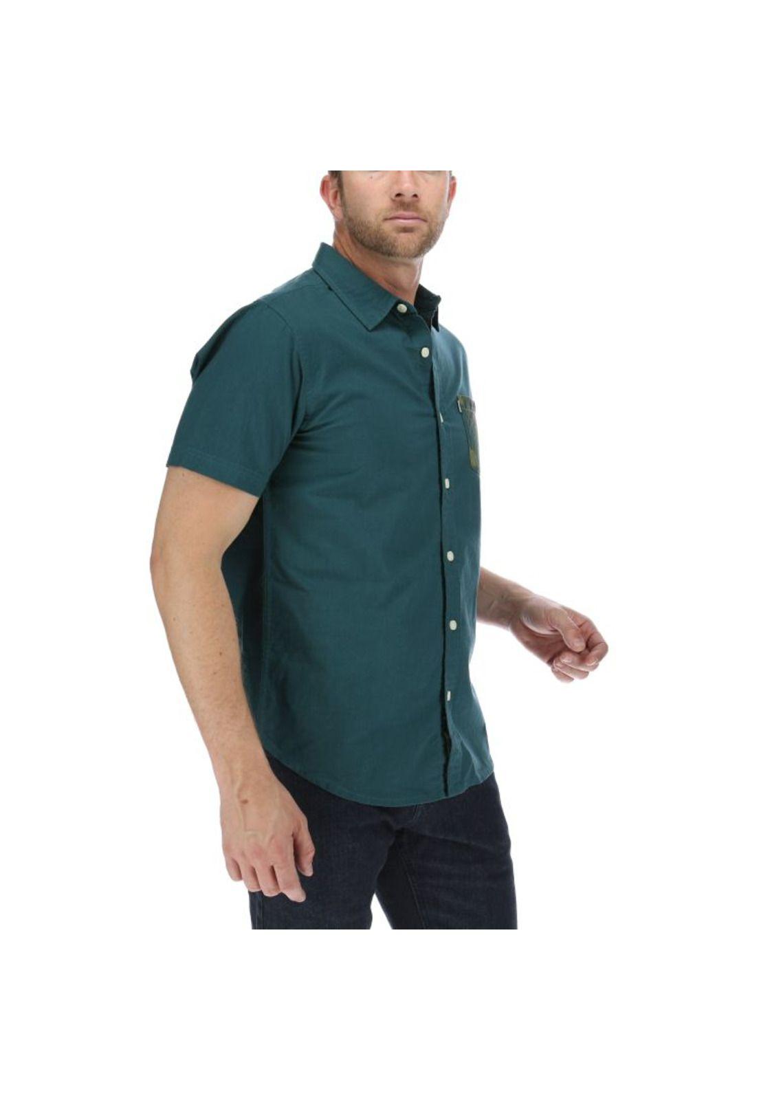 Camisa Mc Hombre Camo Pocket S/S Shirt Verde Petróleo-3