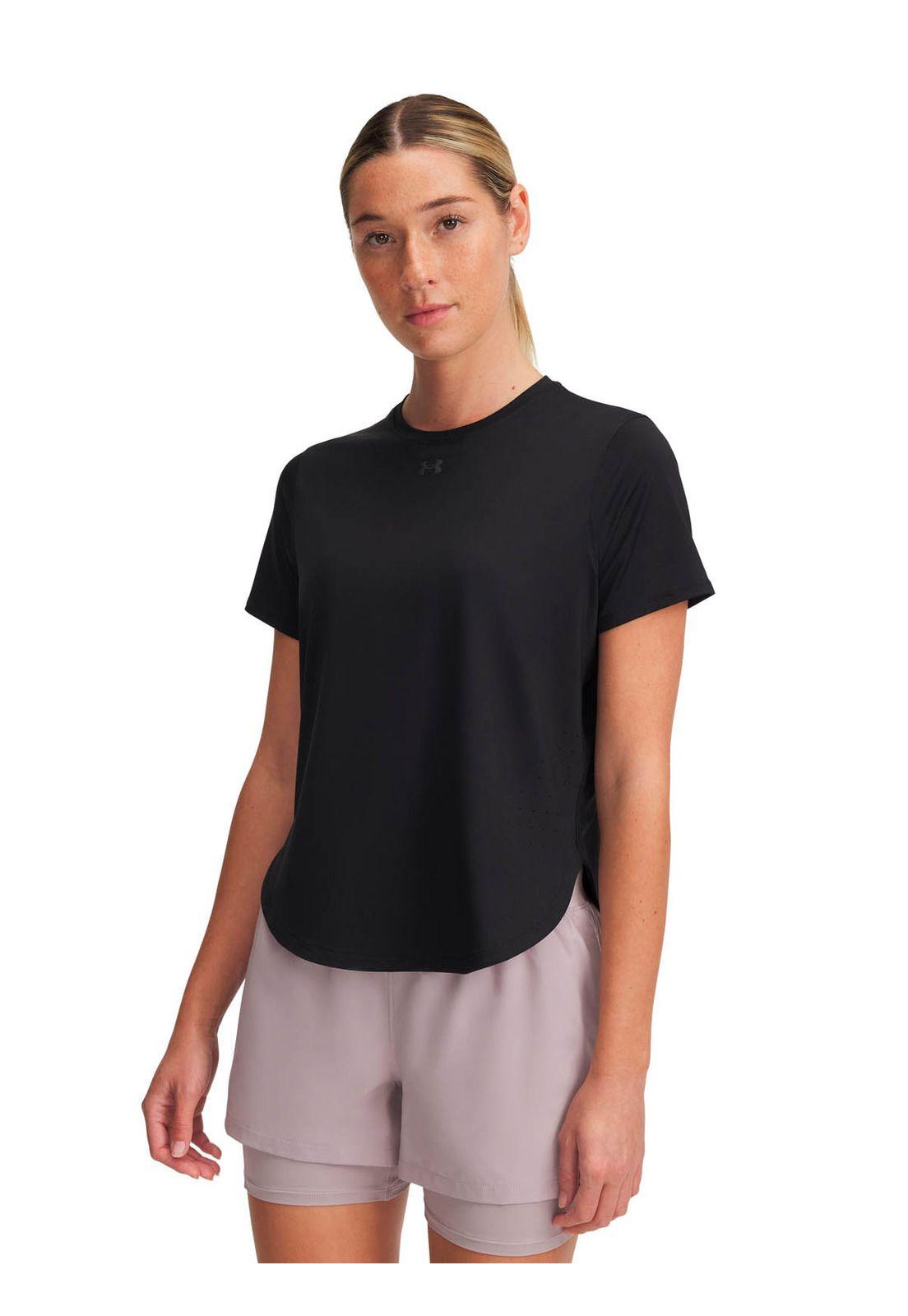 Polera Manga Corta Running para Mujer Launch Elite Negro -0