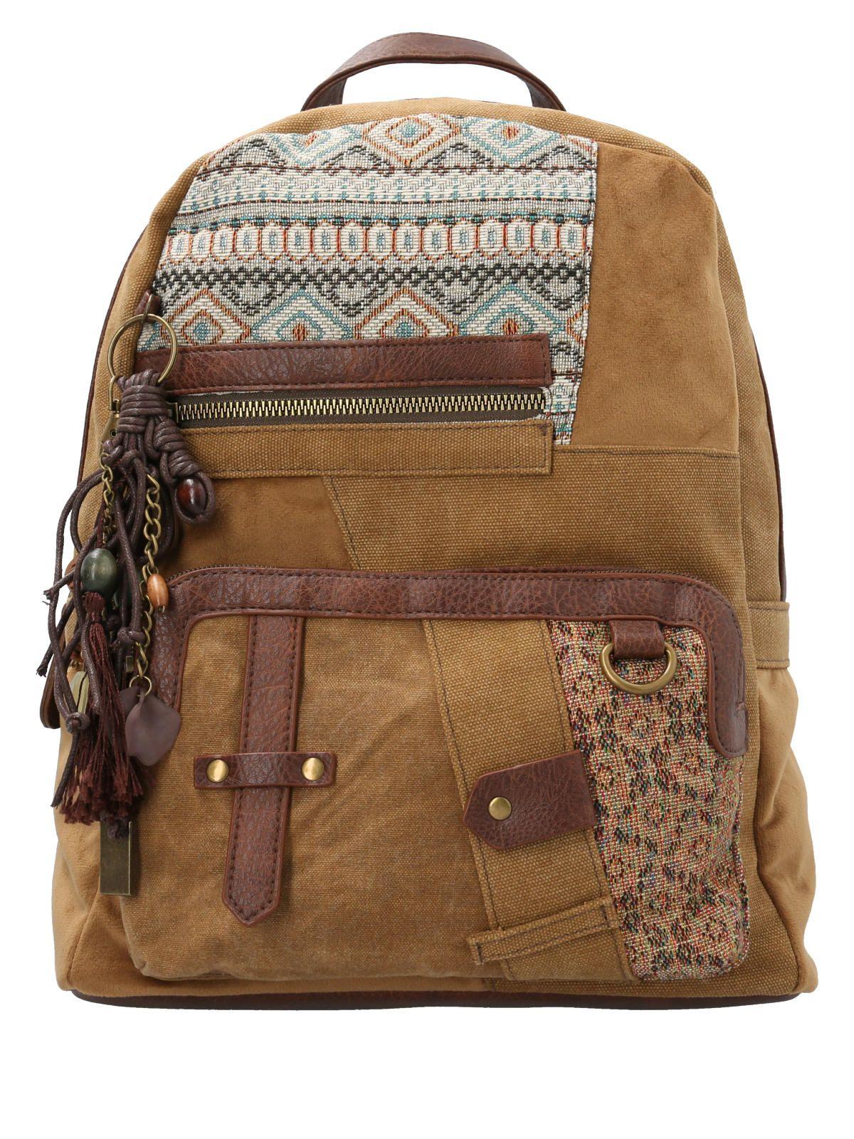 Cartera Textil Mujer Carmina Back Camel-0