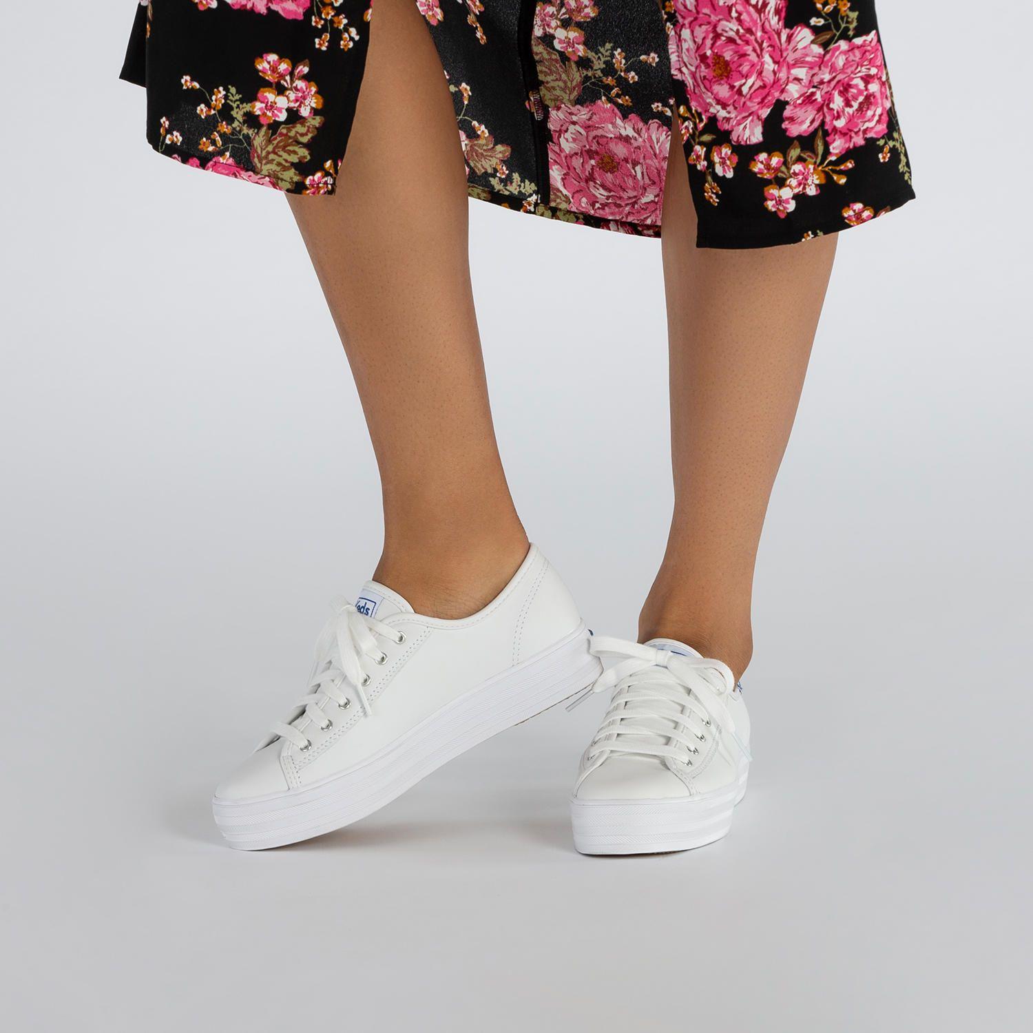 Zapatilla Cuero Blanca Mujer Triple Kick -8