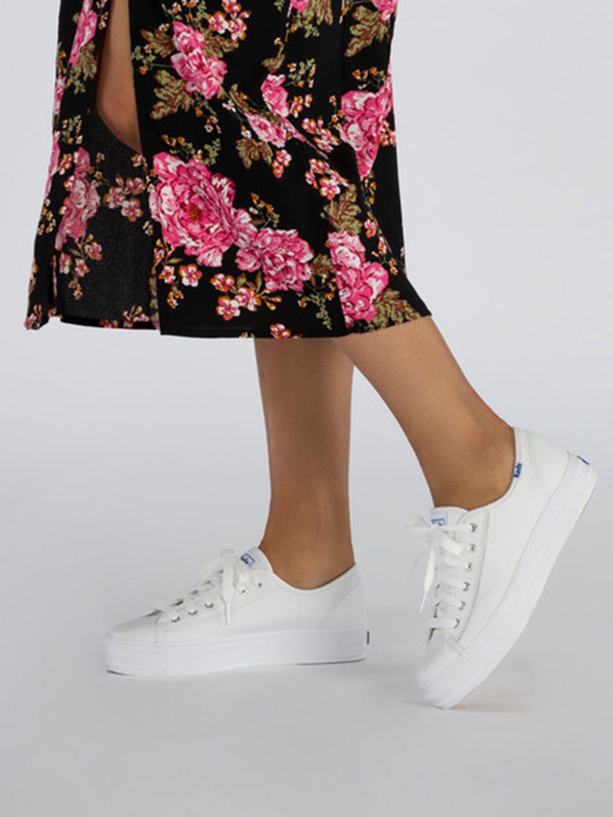 Zapatilla Cuero Blanca Mujer Triple Kick -1