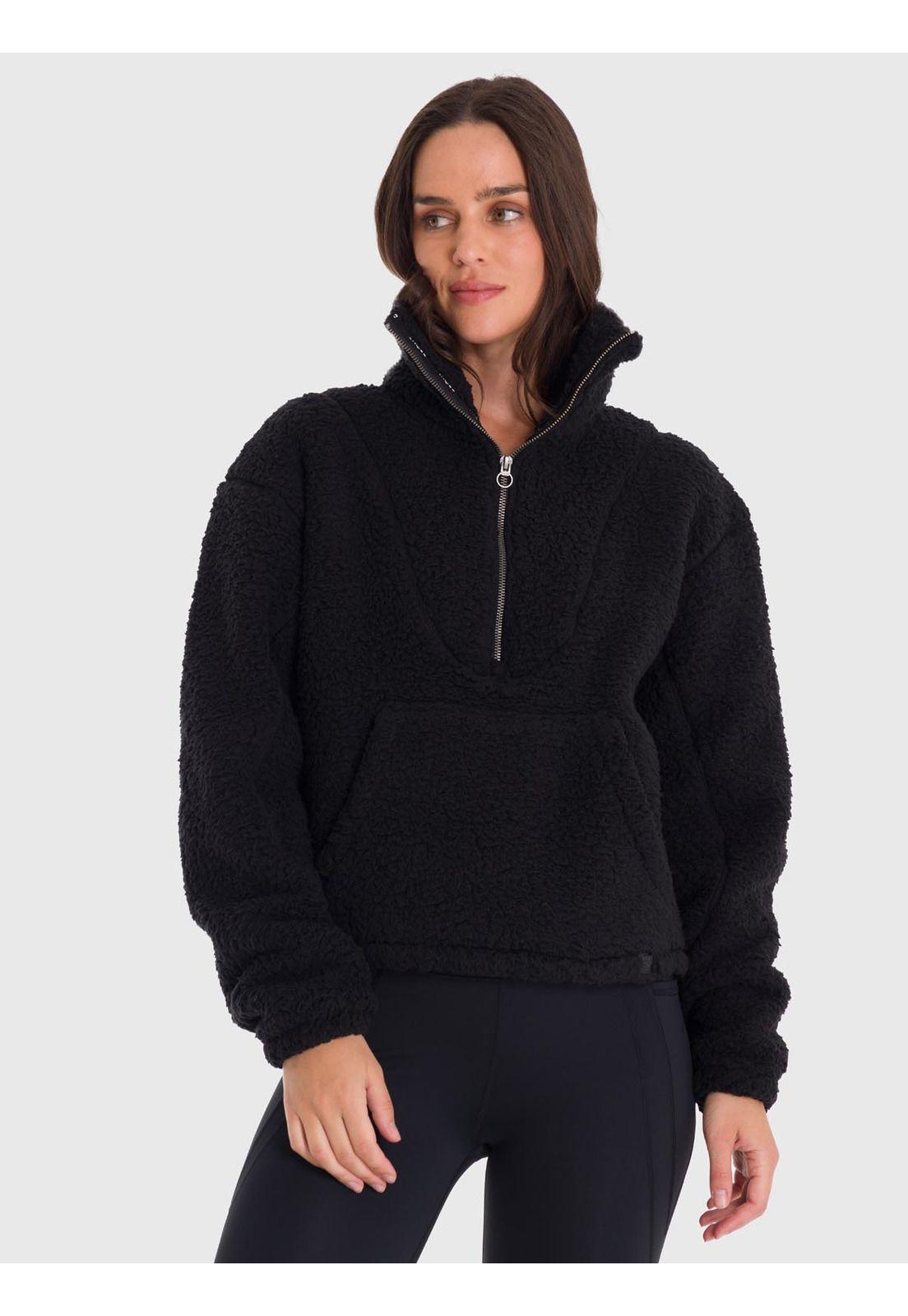 Polar Mujer Mid Zip Sherpa Negro-3