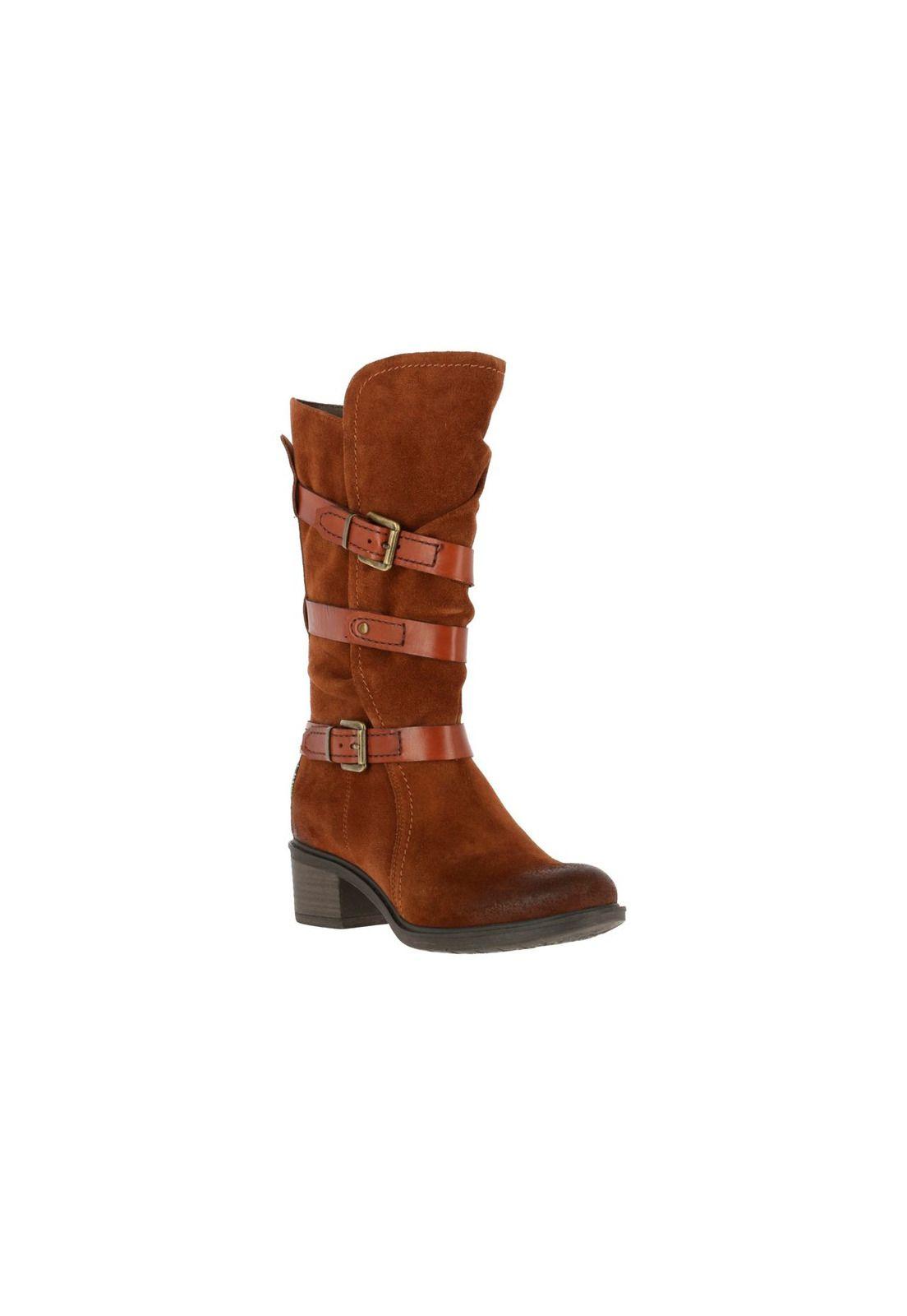 Bota Cuero Gamuzado Mujer Monroe Cognac-0