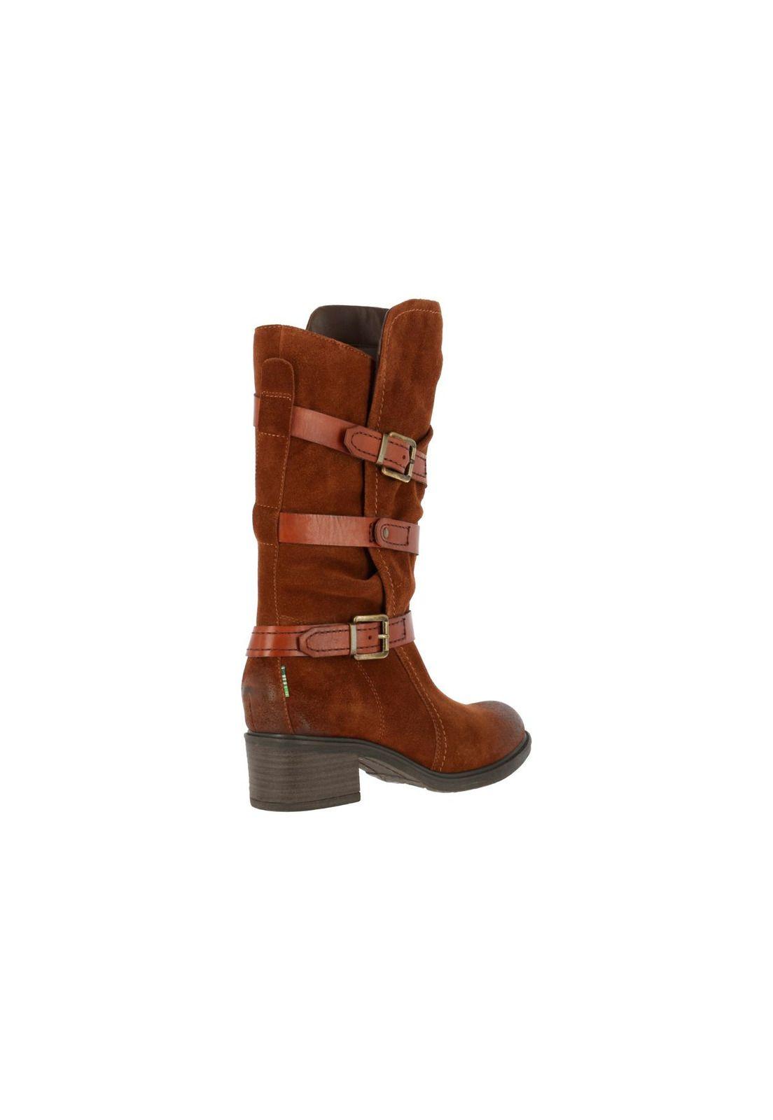 Bota Cuero Gamuzado Mujer Monroe Cognac-1