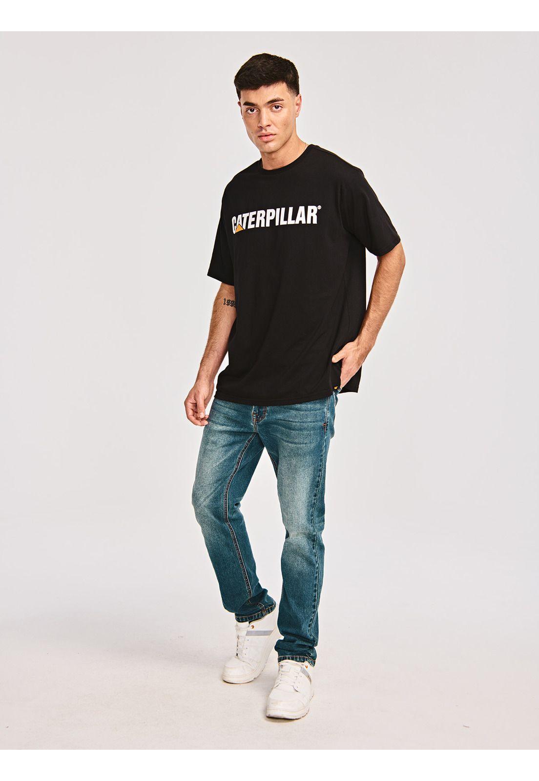 Polera Manga Corta Hombre Caterpillar LogoNegro-3
