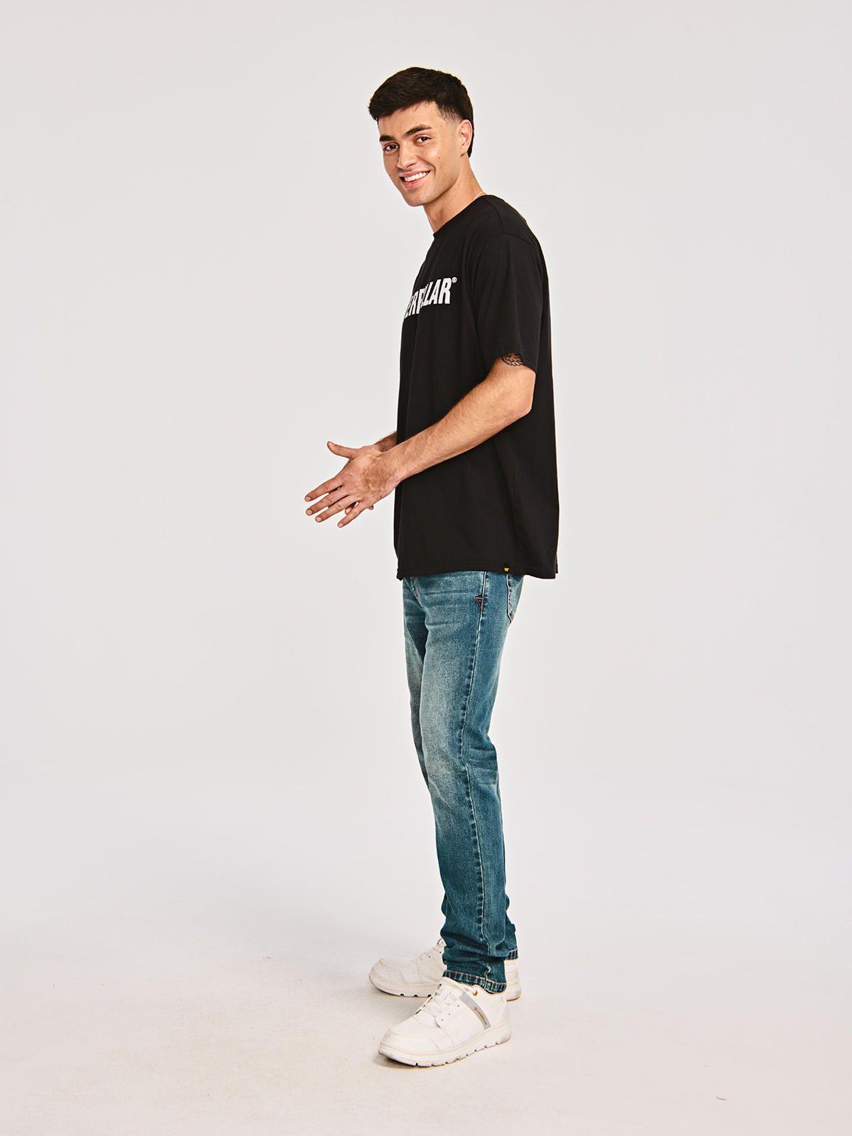 Polera Manga Corta Hombre Caterpillar LogoNegro-4