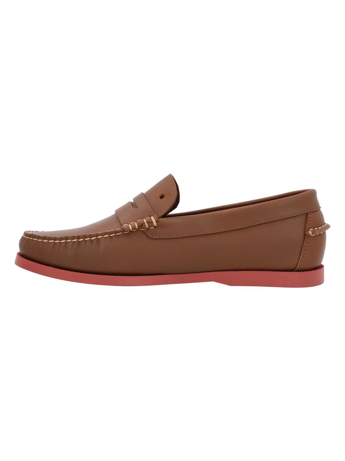 Mocasin Cuero Hombre Boat Mask Café-5