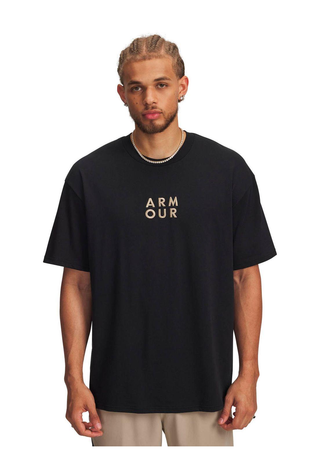 Polera Manga Corta Lifestyle hombre Armour Wordmark HW negro -0