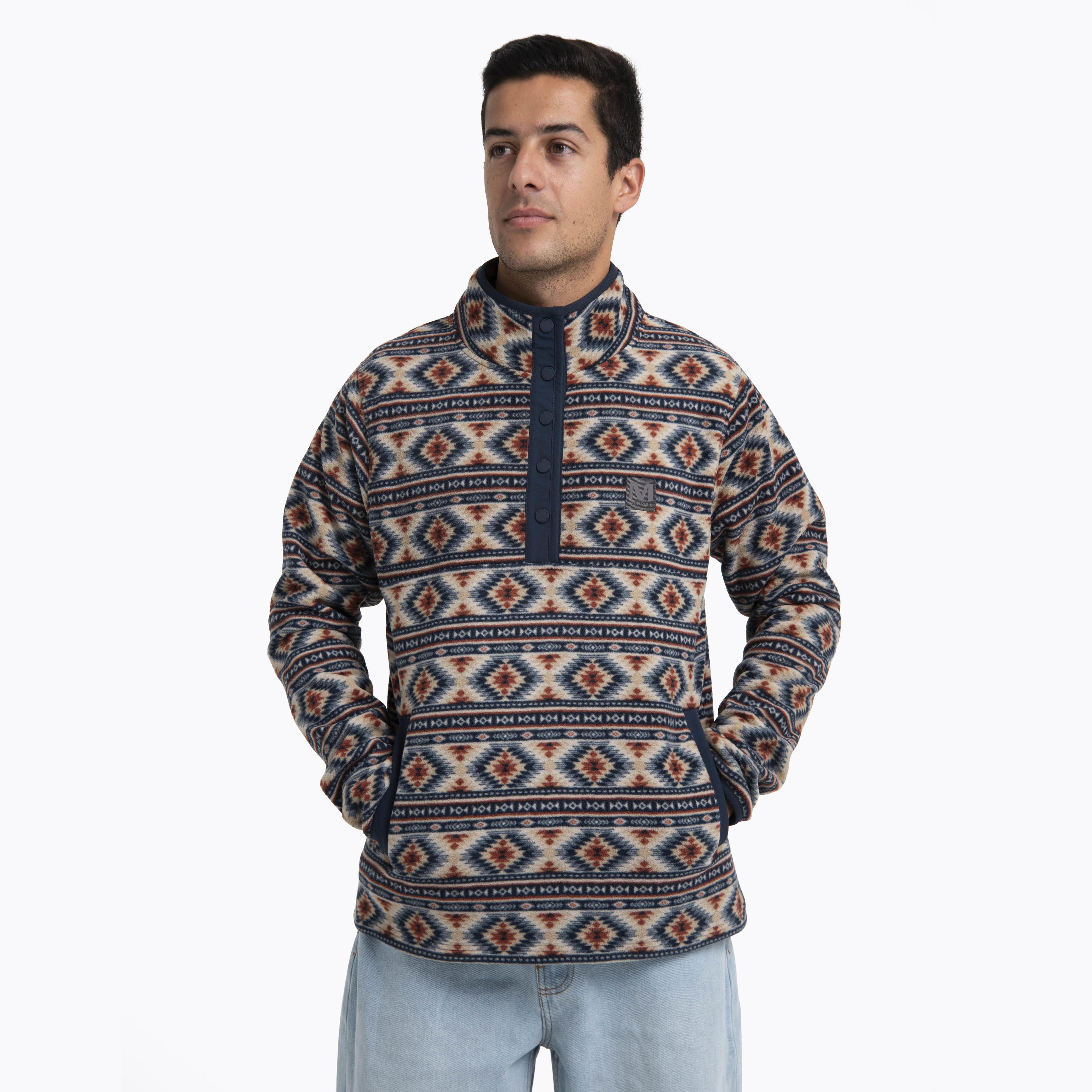 Polar Hombre D FPrint Snap Microfleece Azul-1