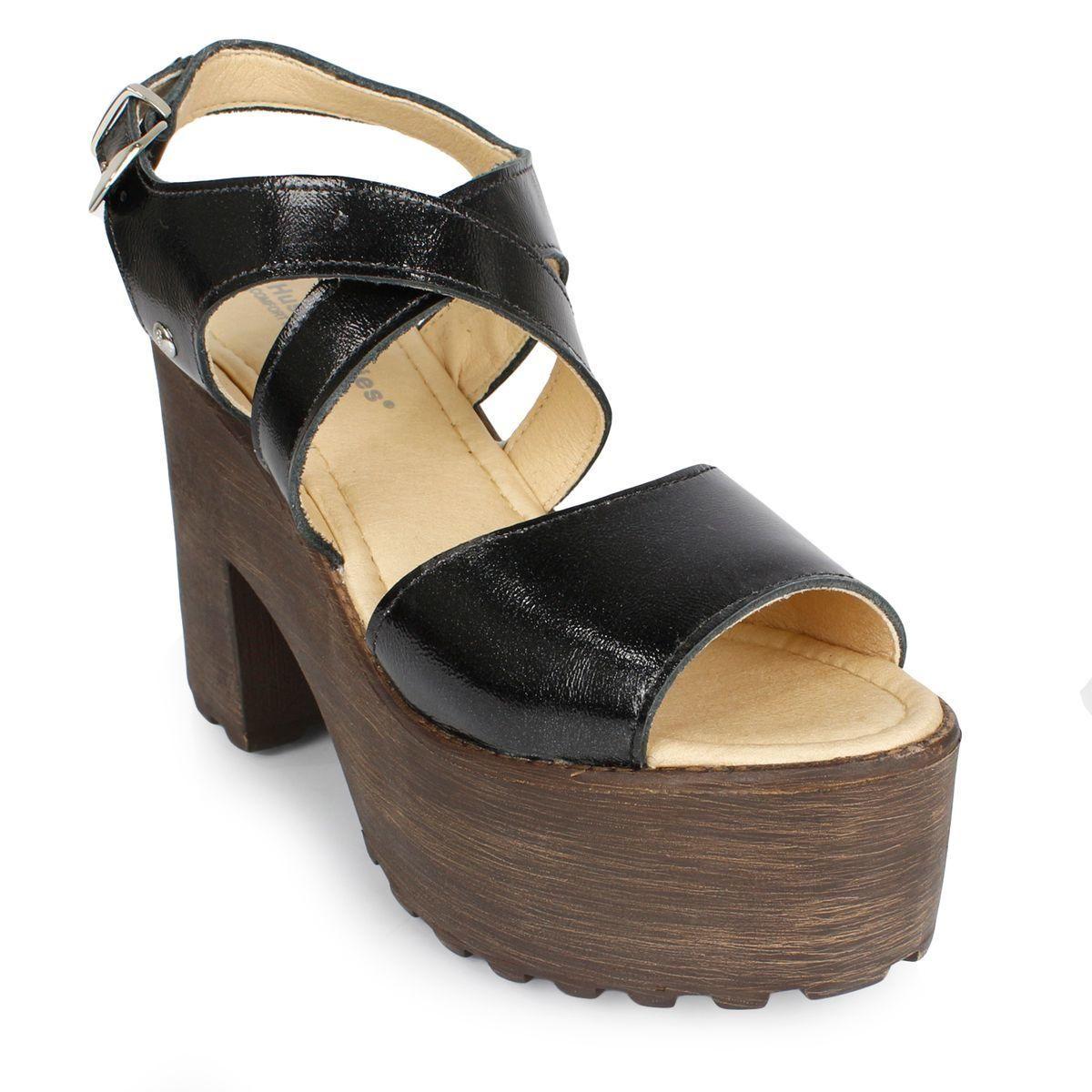 Sandalia Mujer Cuero Helena Negro-0