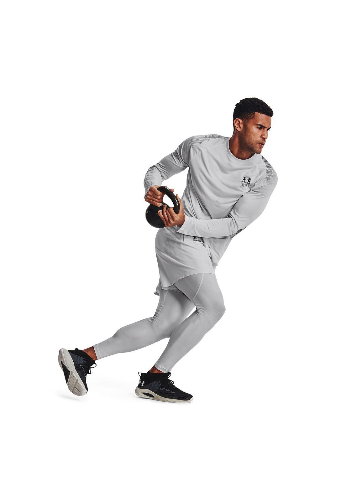 Calza Ua Hg Armourprint Lg Hombre Gris-2