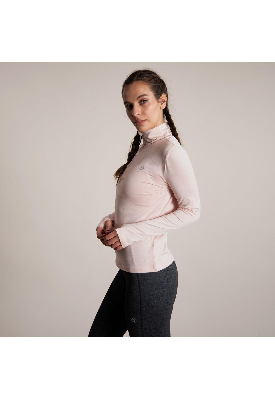 Polera Manga Larga Ls 1/2 Zip Yami Rosa-1