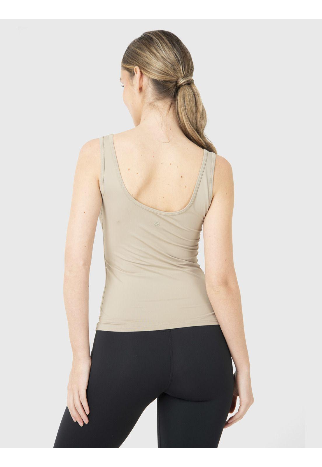 Polera Sin Mangas Mujer Tank Seamless Beige-4