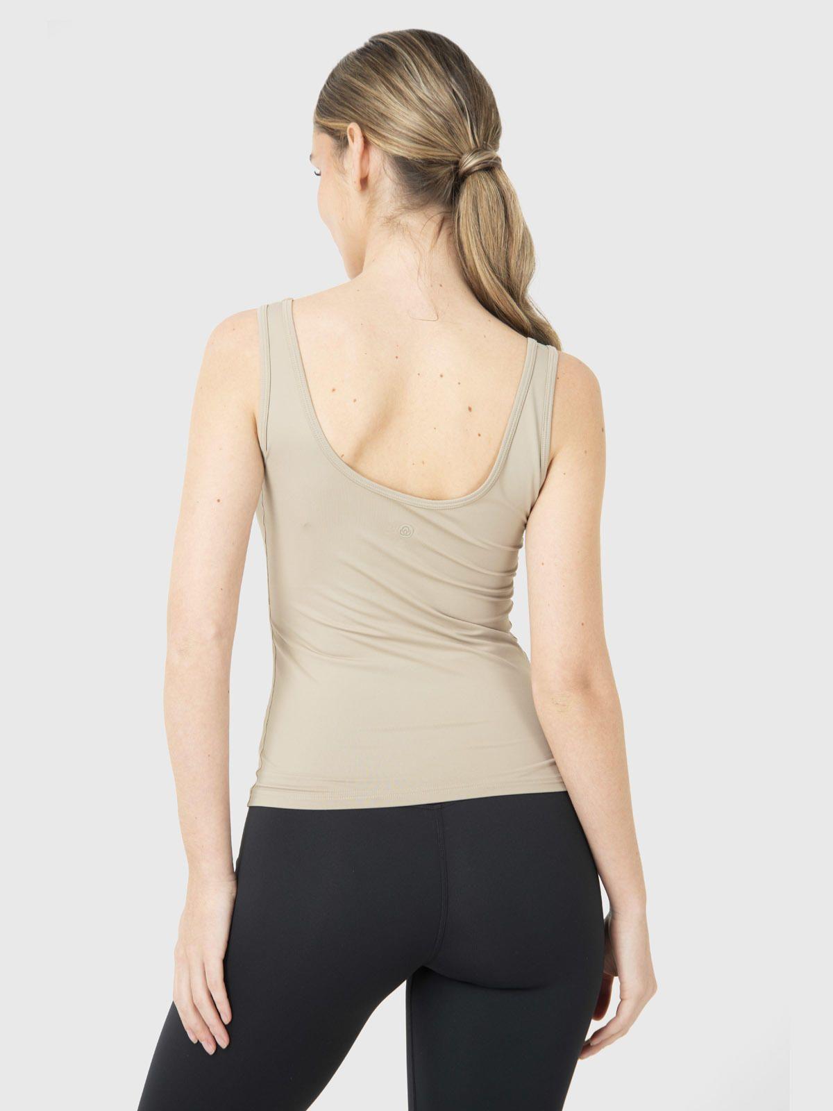 Polera Sin Mangas Mujer Tank Seamless Beige-4