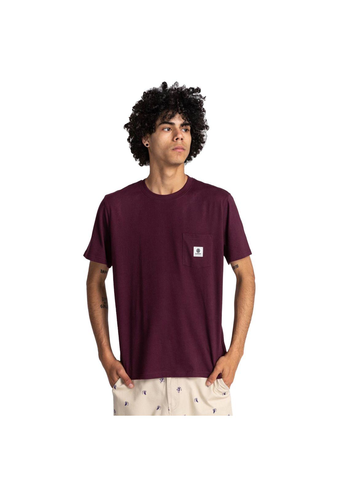 Polera M/C Hombre Basic Pocket Burdeo-0