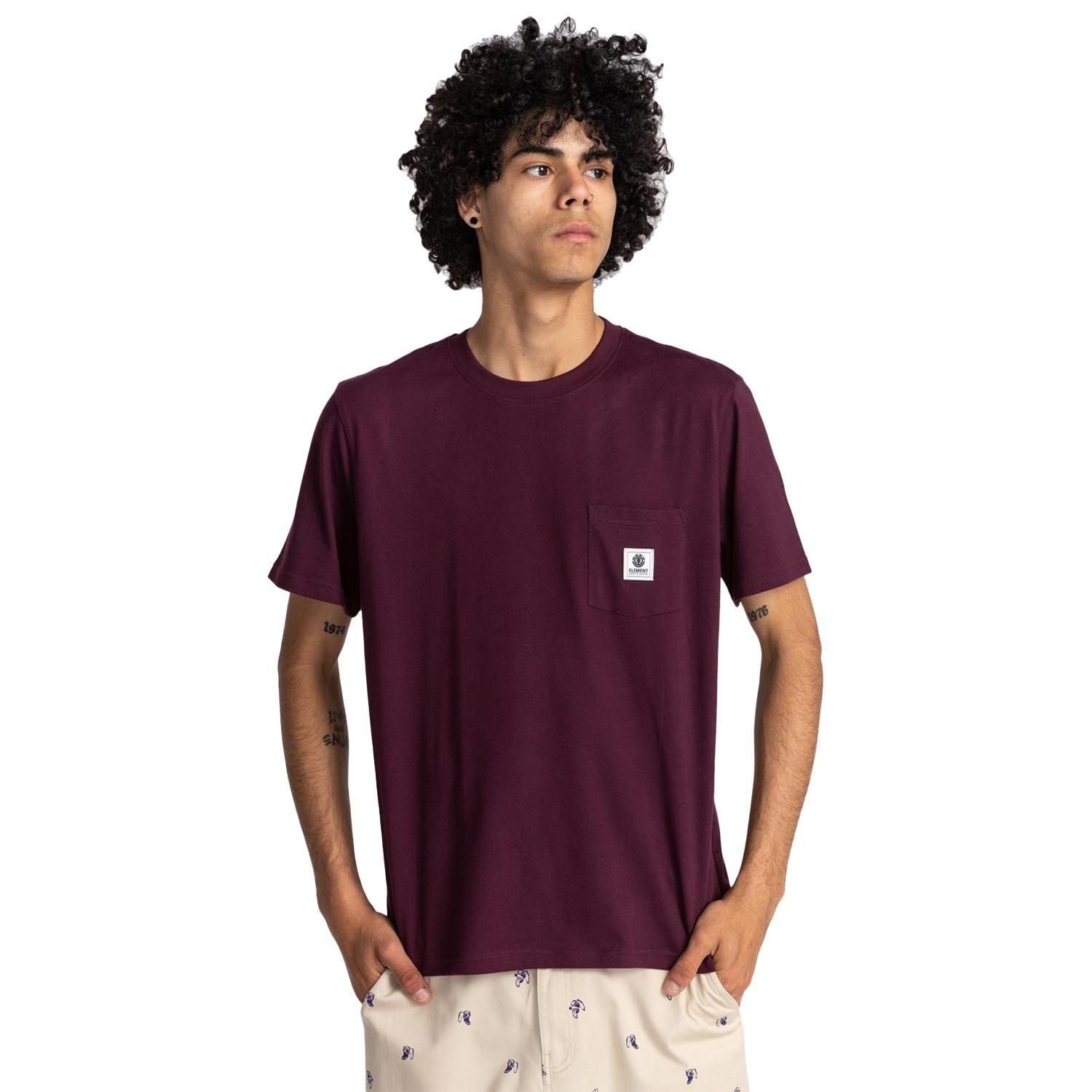 Polera M/C Hombre Basic Pocket Burdeo-0
