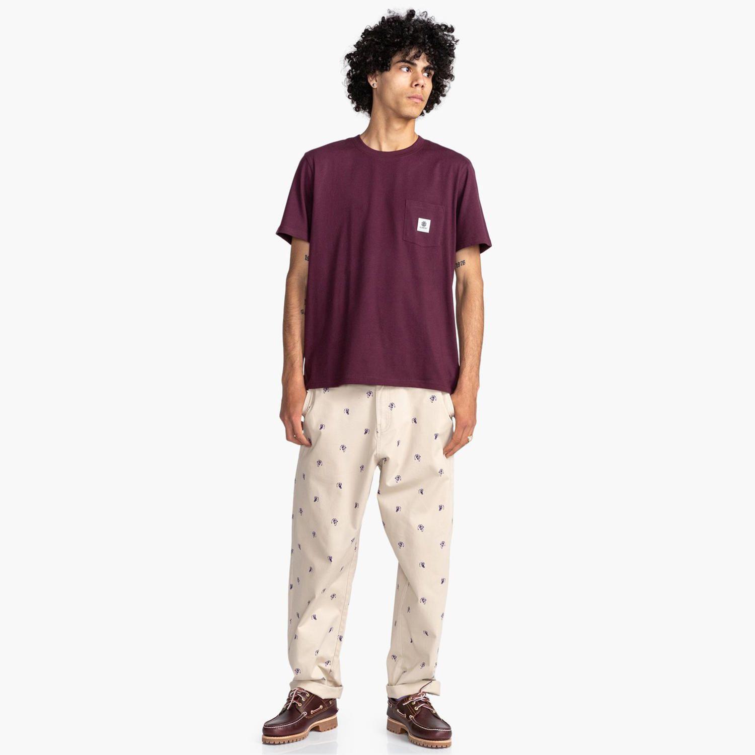 Polera M/C Hombre Basic Pocket Burdeo-3