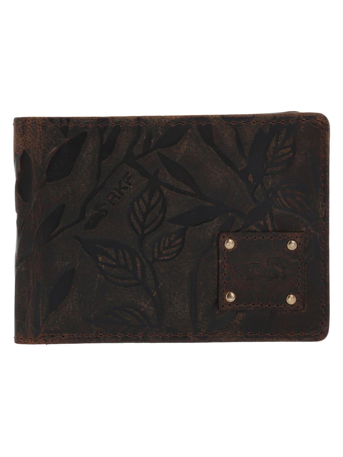 Billetera Cuero Mujer Hu Leaves Bifold Café-0