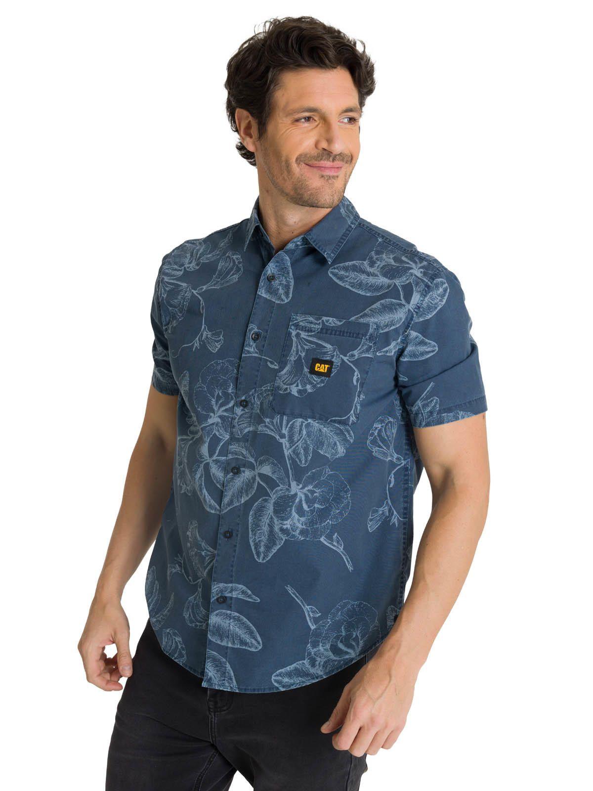 Camisa Manga Corta Hombre Printed Poplin Azul-0