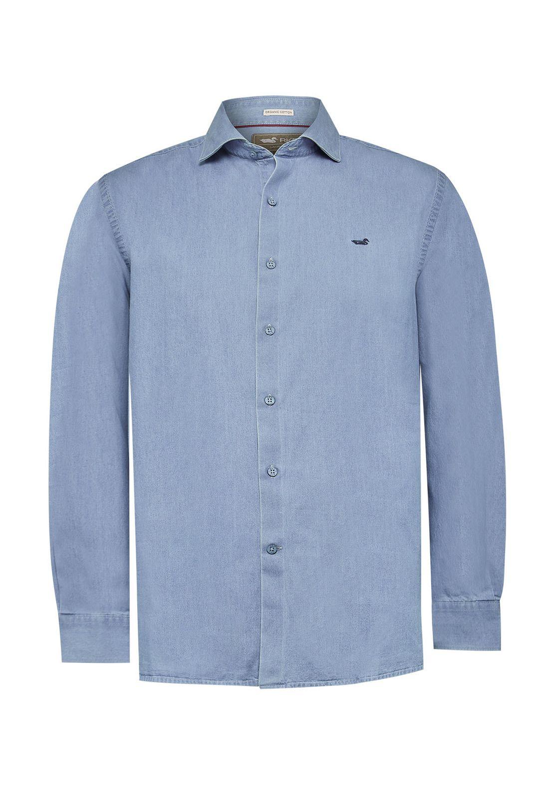 Camisa Algodón Orgánico Hombre Chambray Azul-0
