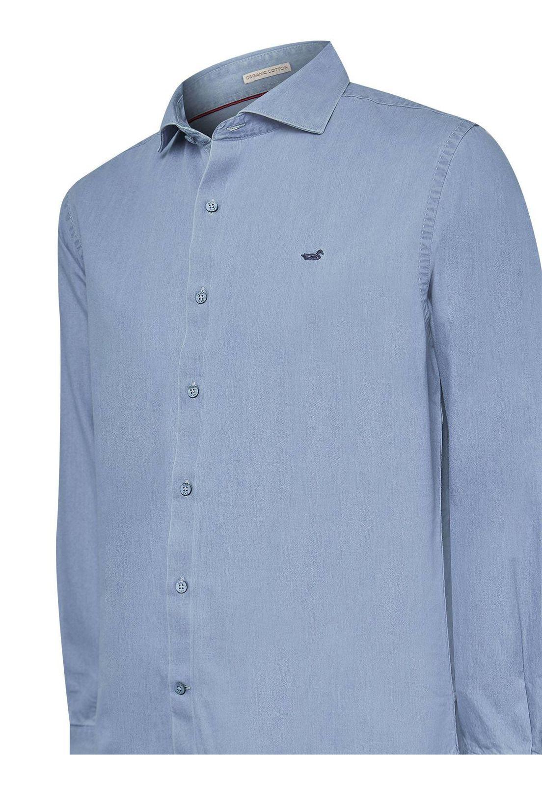 Camisa Algodón Orgánico Hombre Chambray Azul-3