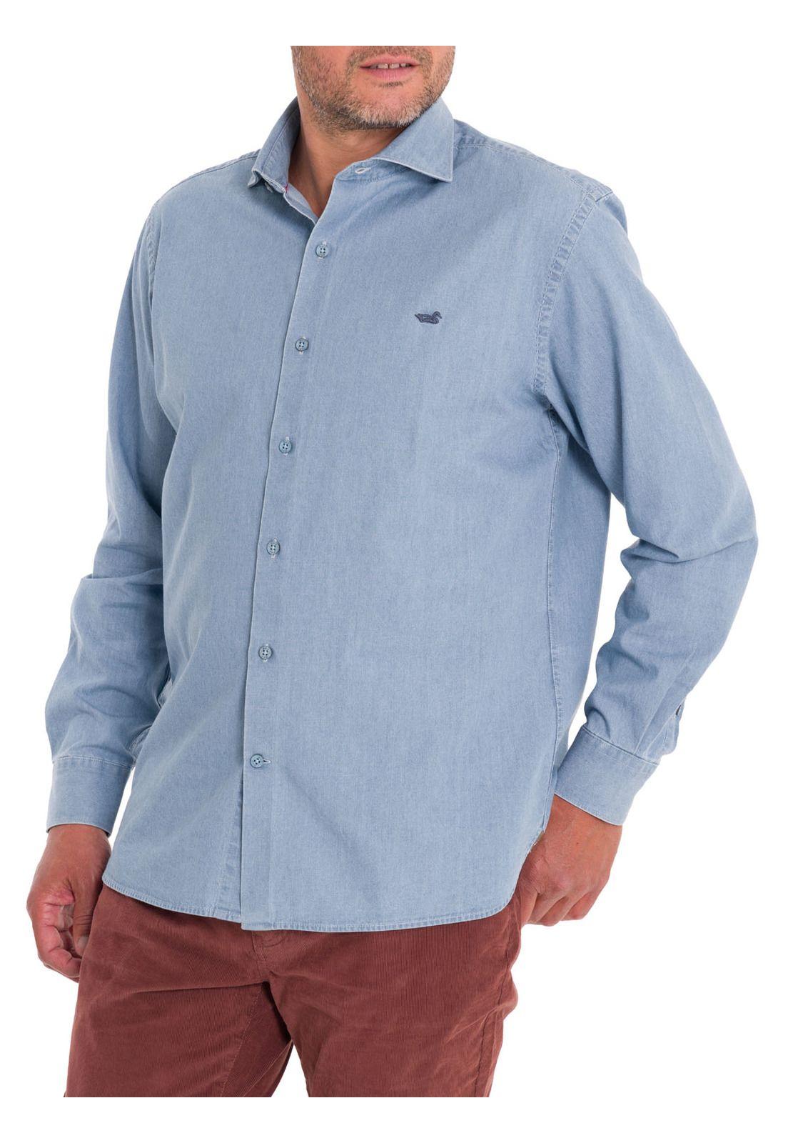 Camisa Algodón Orgánico Hombre Chambray Azul-5