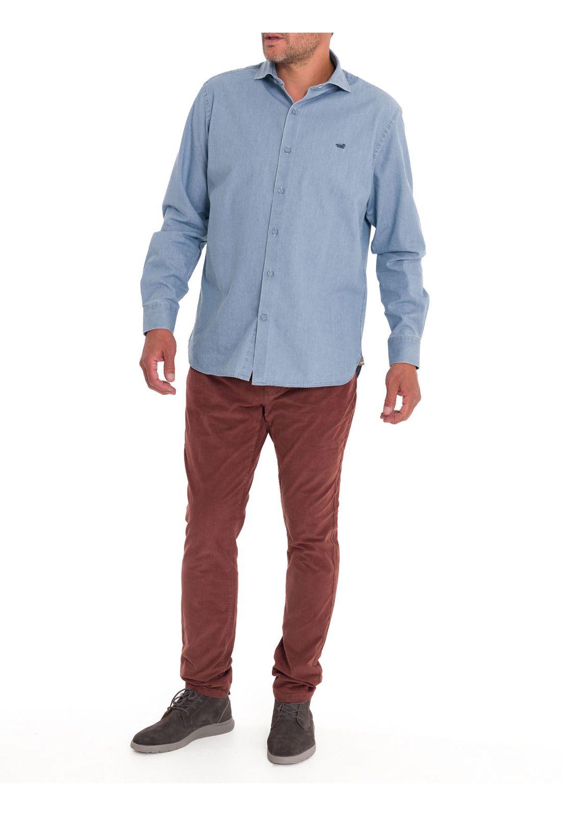Camisa Algodón Orgánico Hombre Chambray Azul-8