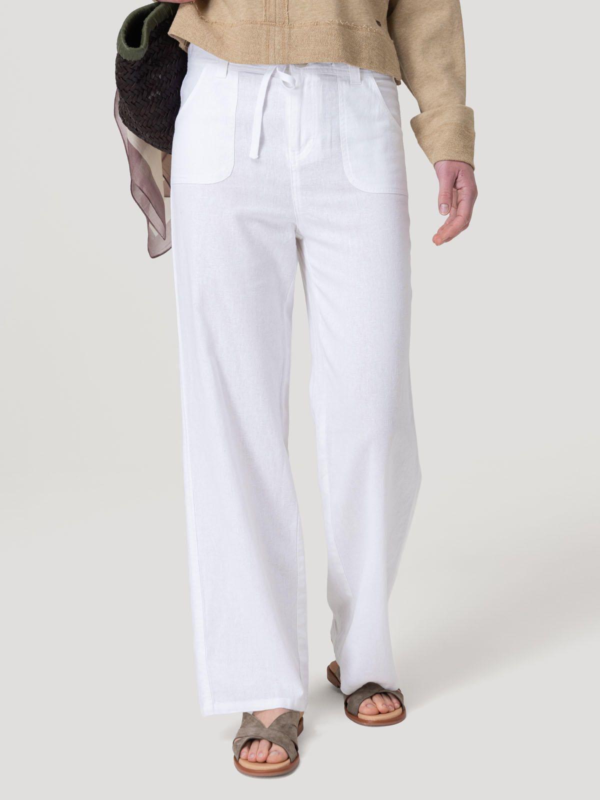 Pantalón Lino Orgánico Mujer Maloys Blanco-4