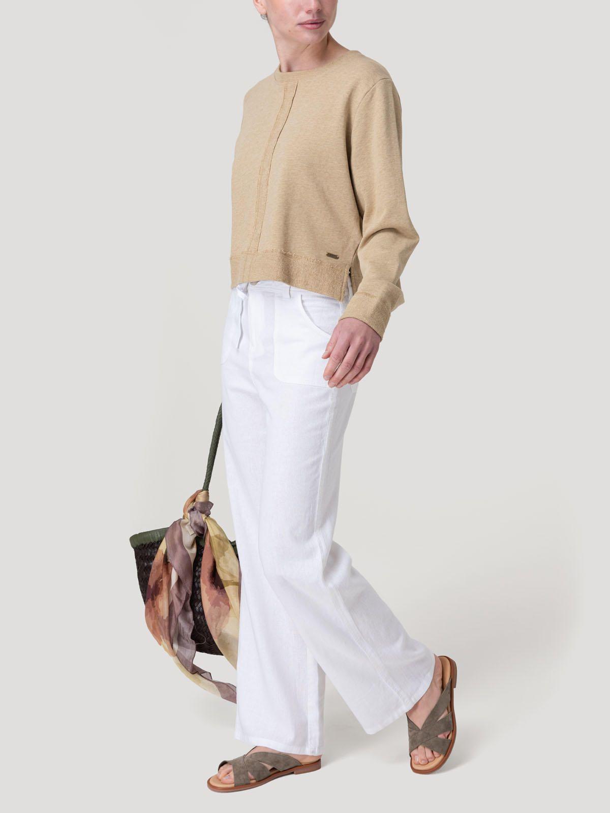 Pantalón Lino Orgánico Mujer Maloys Blanco-8
