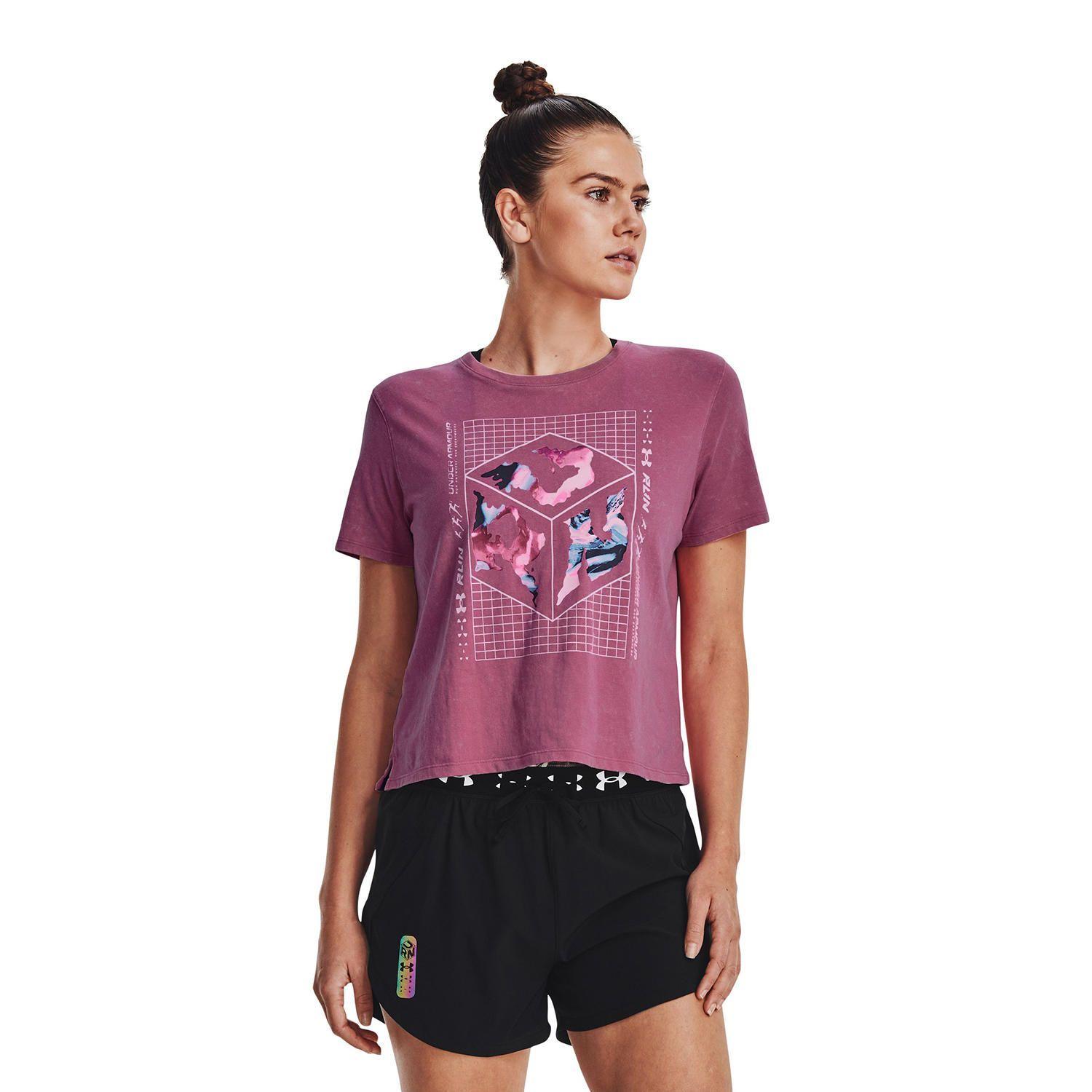 Polera UA Run Anywhere para mujer Rosado-2