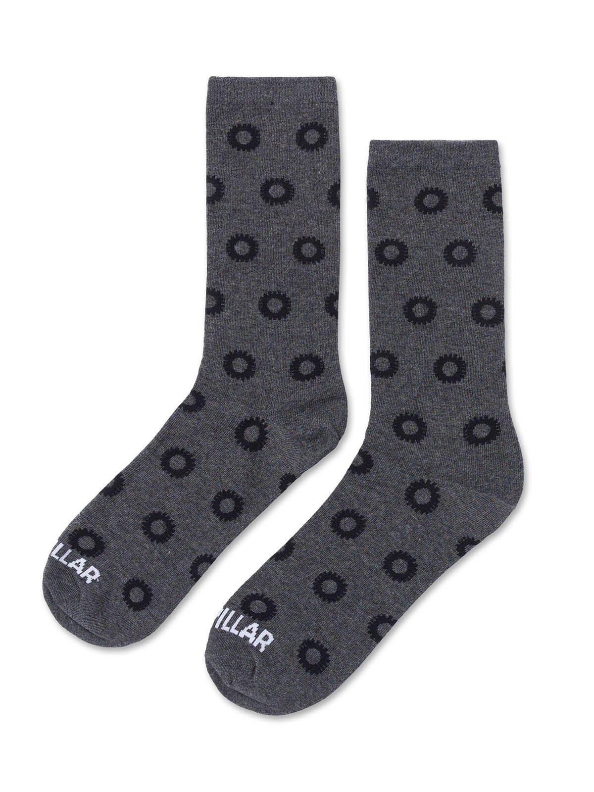 Calcetín Largo Diseño Ruedas Hombre Gris Oscuro-0