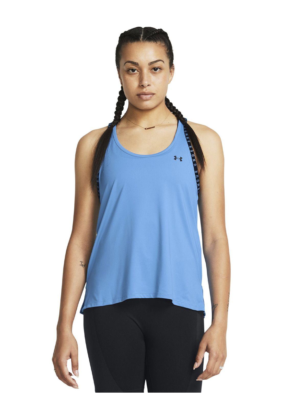 Polera sin mangas UA Knockout mujer Azul-0