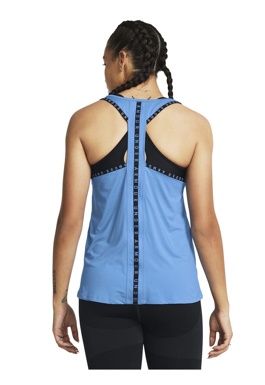 Polera sin mangas UA Knockout mujer Azul-1