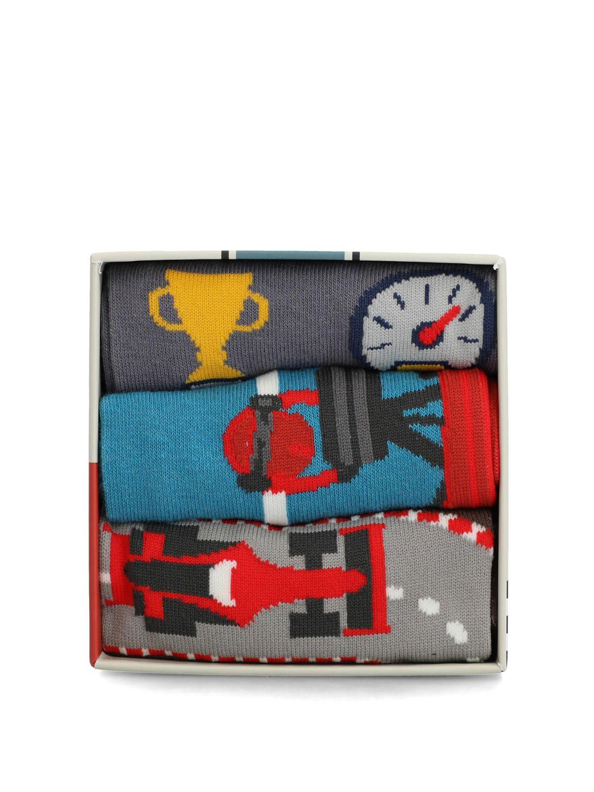 Pack 3 Calcetines Algodón Hombre Pack Gift Cars Azul-2