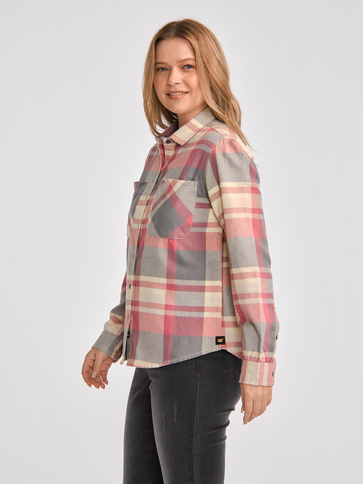 Blusa Manga Larga Mujer Flannel Relaxed Rosado-3