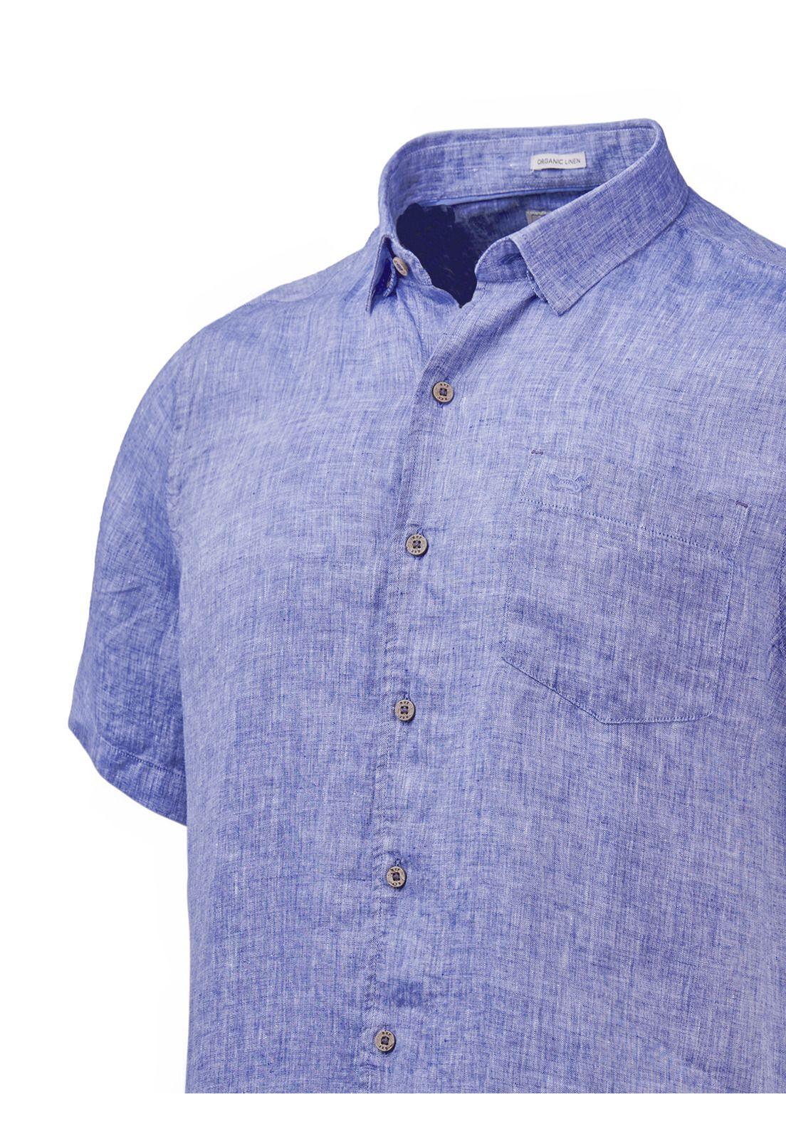 Camisa Lino Orgánico Linenshort Azul Hombre-3