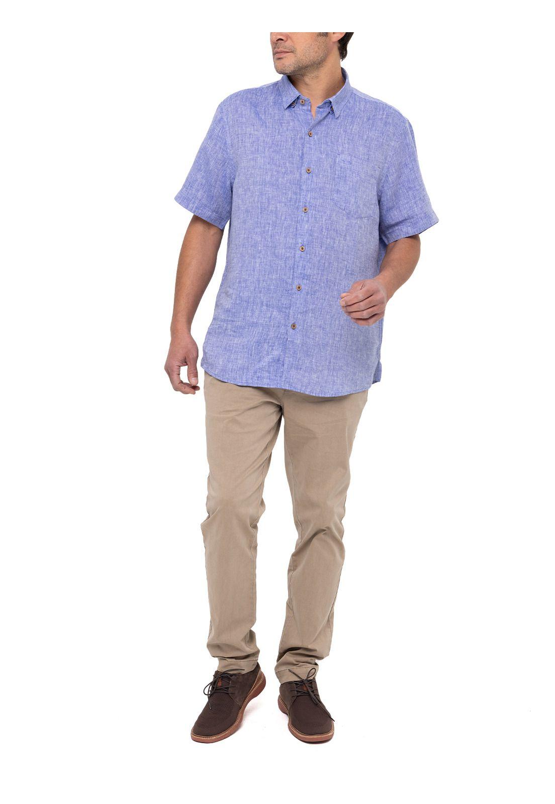 Camisa Lino Orgánico Linenshort Azul Hombre-8