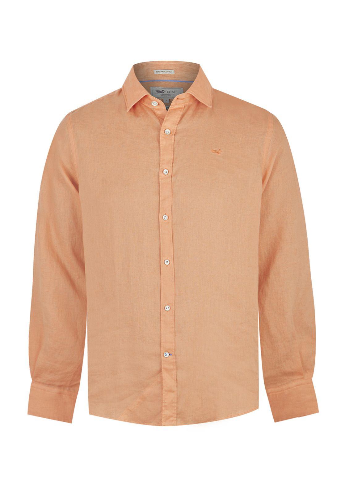 Camisa Lino Orgánico Naranja Linensol Hombre -0