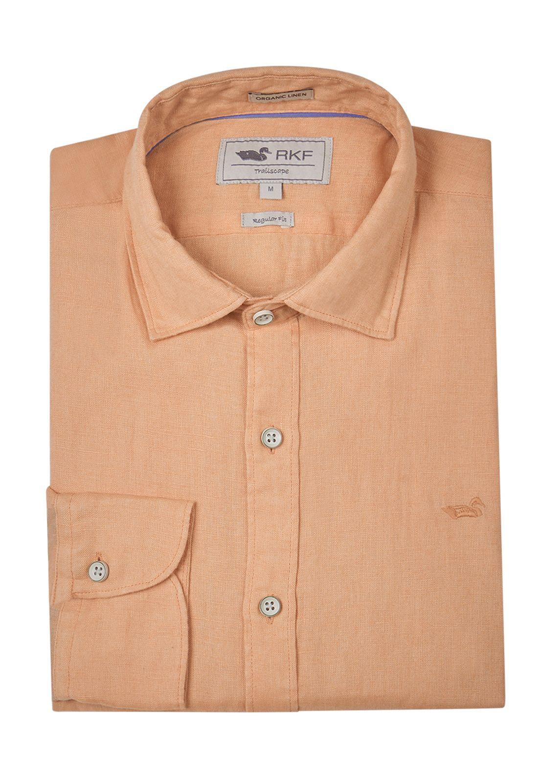 Camisa Lino Orgánico Naranja Linensol Hombre -4