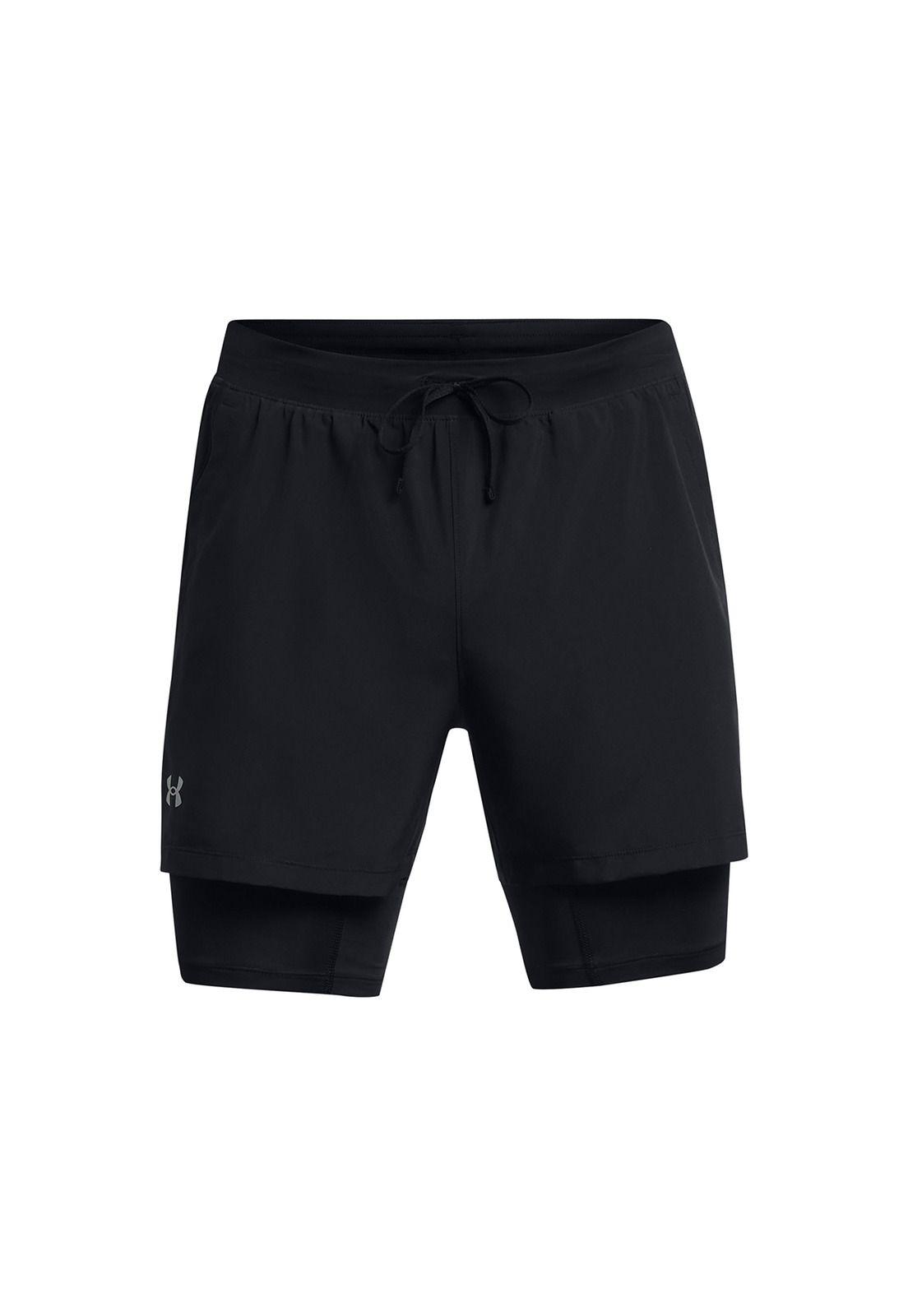 Shorts Launch 2 en 1 de 5" hombre Negro-0