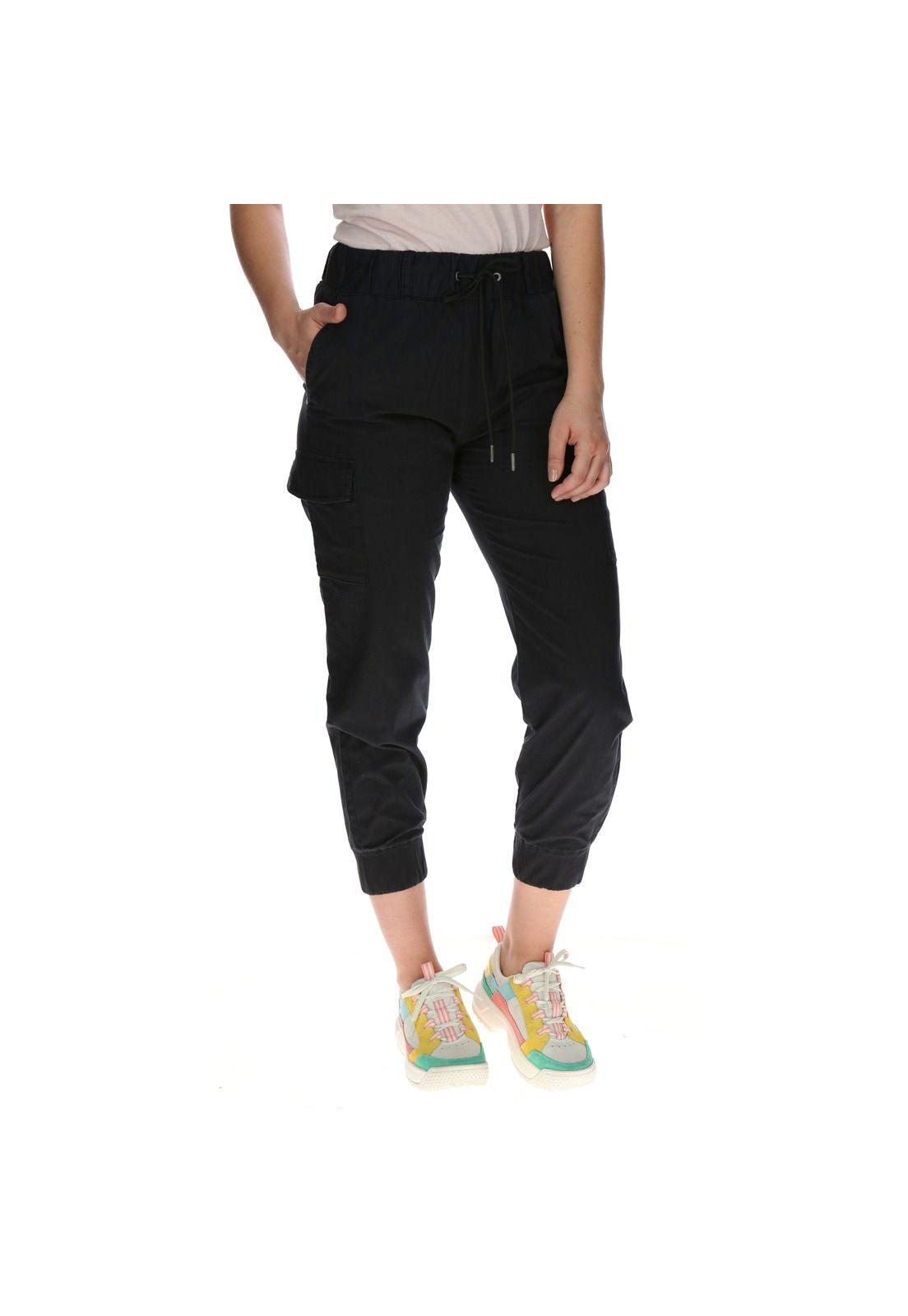 Pantalón Mujer Foundation Cargo Jogger Negro-3