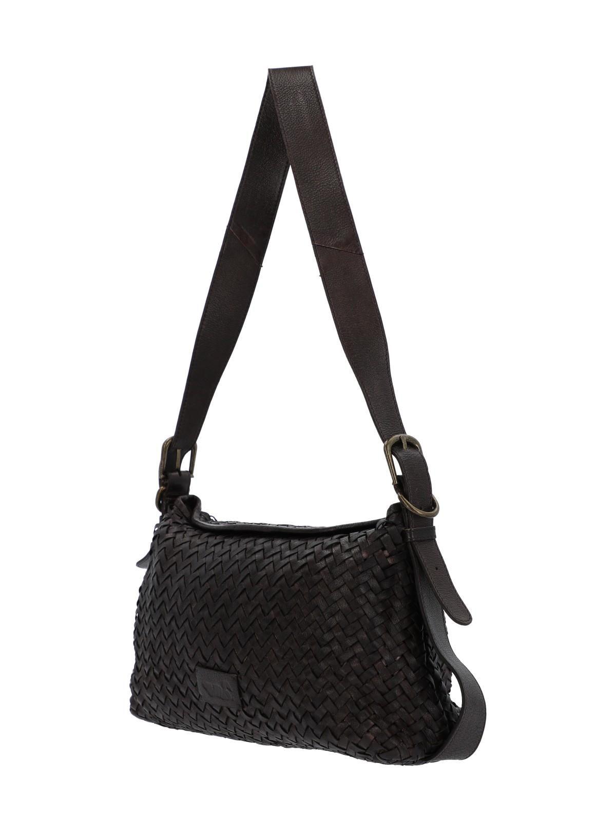 Cartera Cuero Mujer Ws Braided Bag Café-1