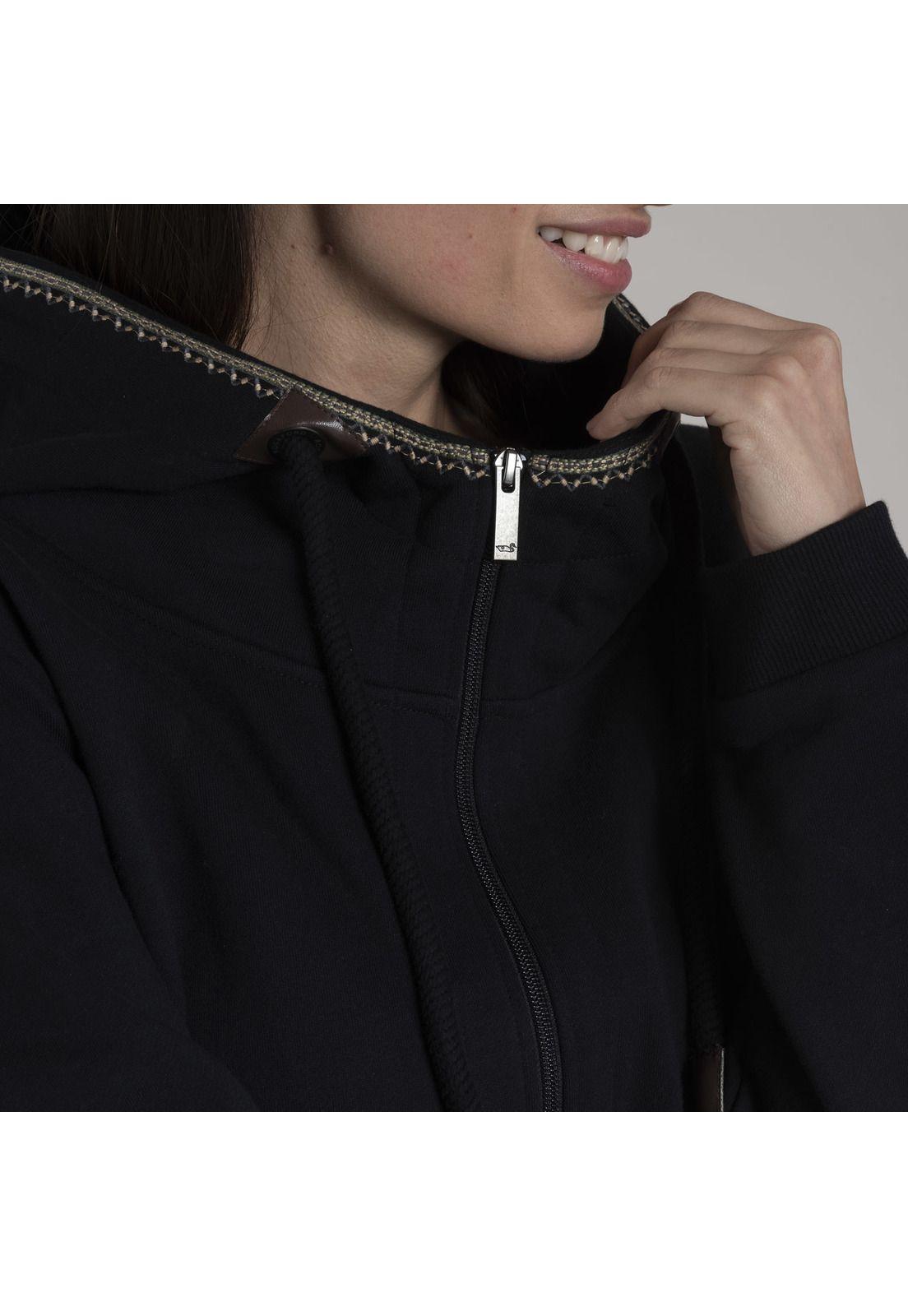 Poleron Mujer Pilos Algodón Negro-4