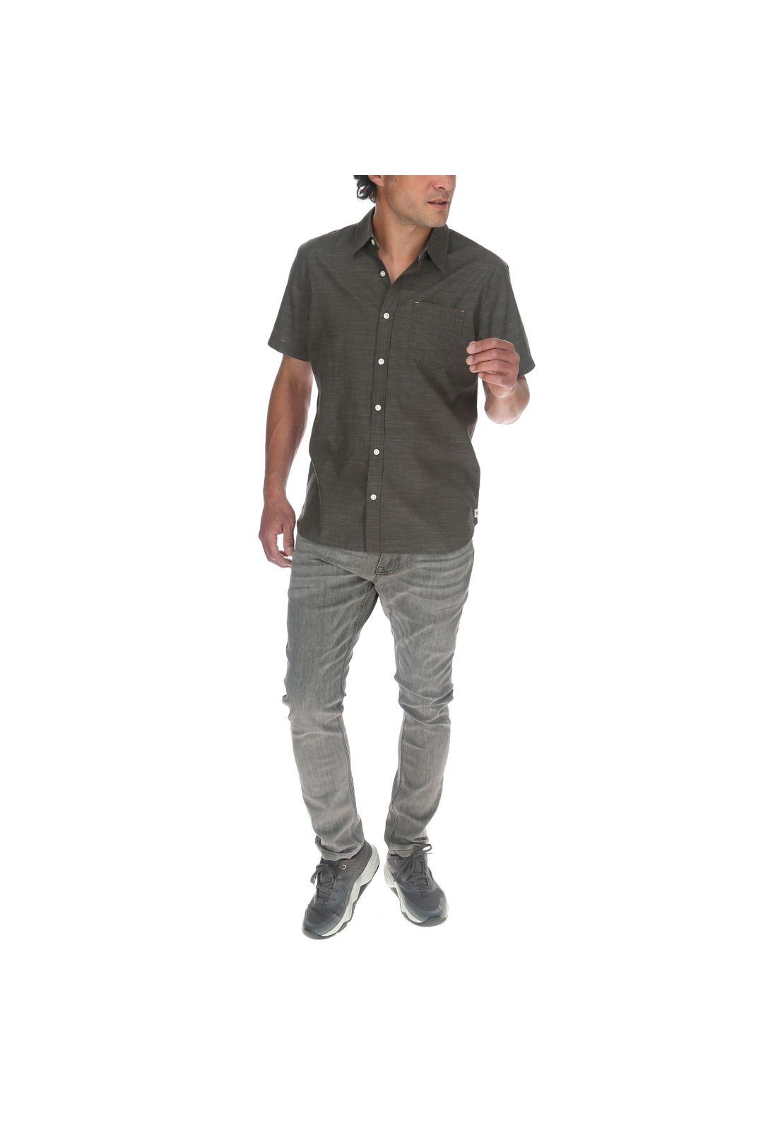 Camisa M/C Hombre Fields S/S Slub Gris-4
