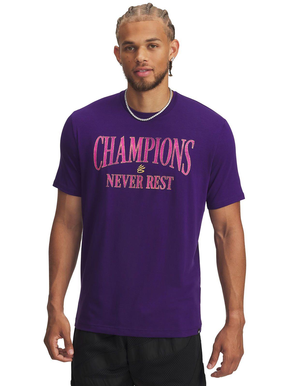 Polera Manga Corta Basketball para Hombre Curry Tour Morada -0