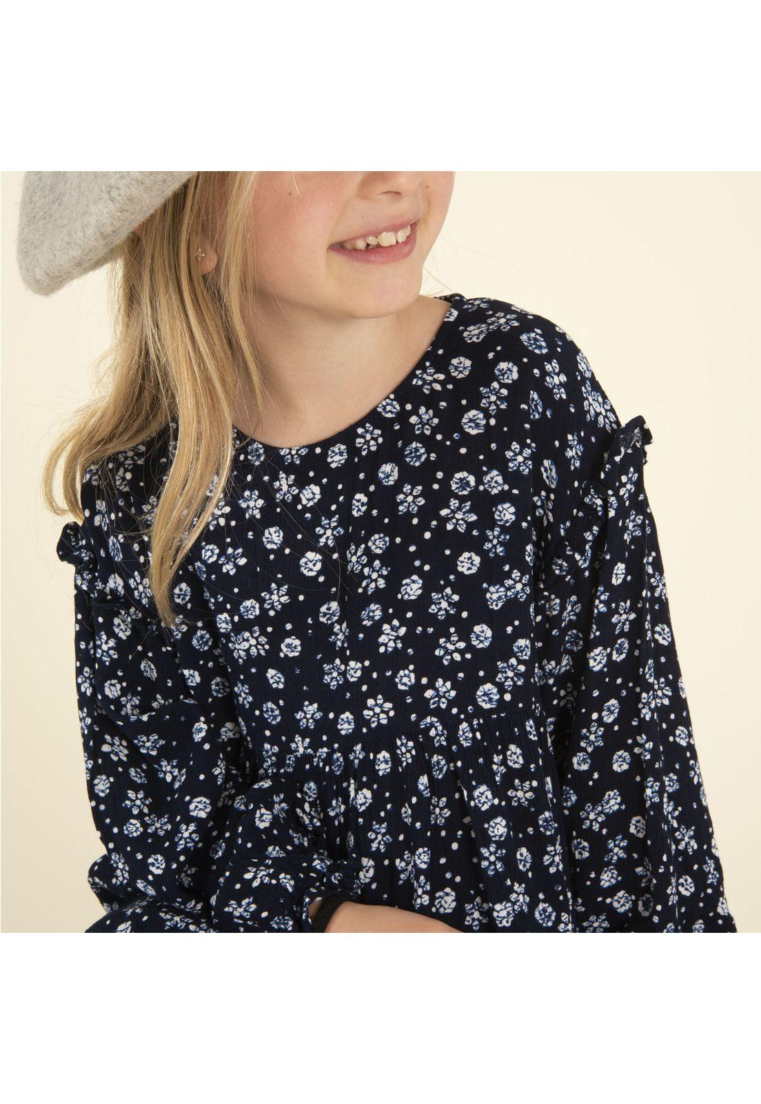 Vestido Niña Estampado Azul-2