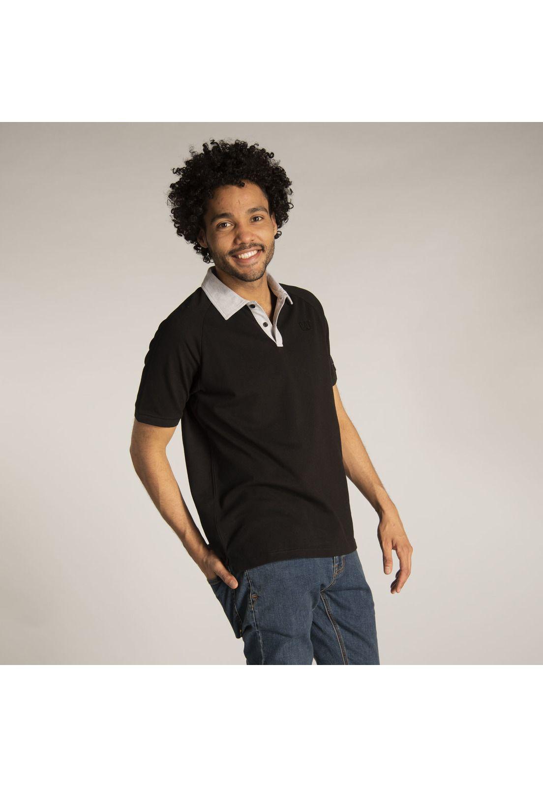 Polera M/C Hombre Fdtn Coolmax Polo Negro-1