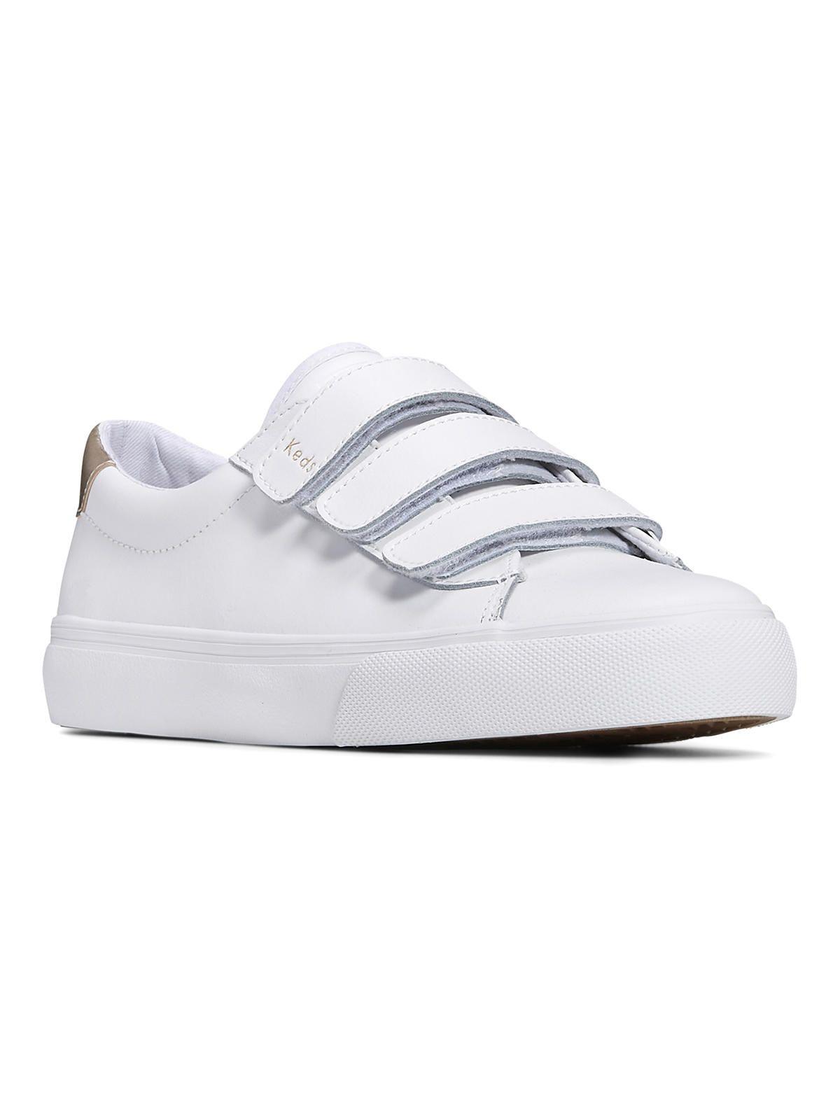 Zapatilla Cuero Mujer Jump Kick V Blanca Velcro-1