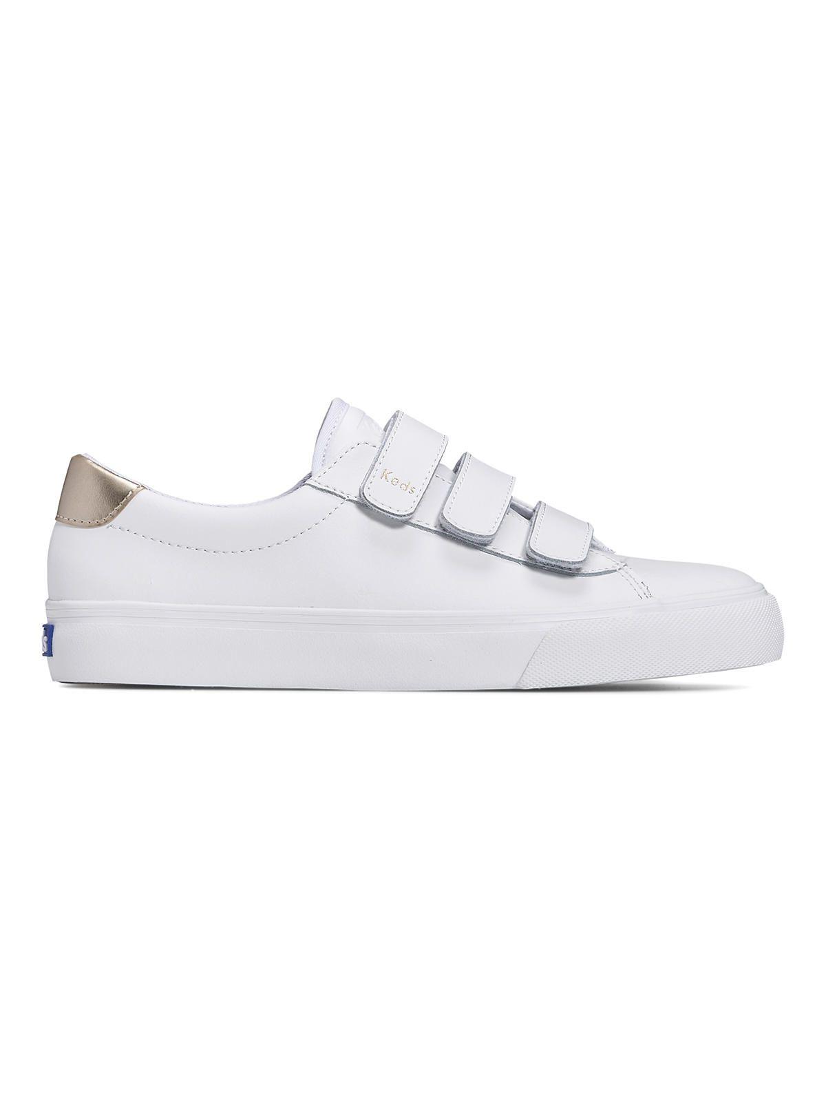 Zapatilla Cuero Mujer Jump Kick V Blanca Velcro-0
